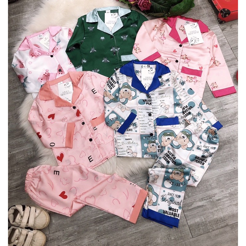 bộ pizama lụa satanh sz 9-22kg
