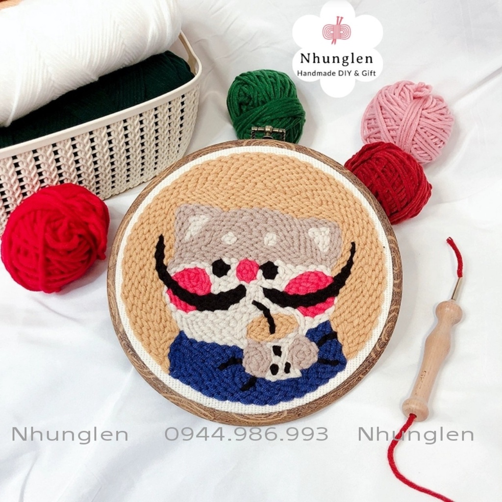 DIY Bộ Thêu Len Xù Trà Sữa- Punch Needle Decor - Qùa Tặng Handmade Ý Nghĩa