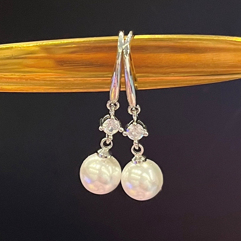 Fancy Khuyên Tai Dáng Dài Hình Tròn Màu Bạc Thời Trang Đơn Giản Đa Năng Cho Nữ