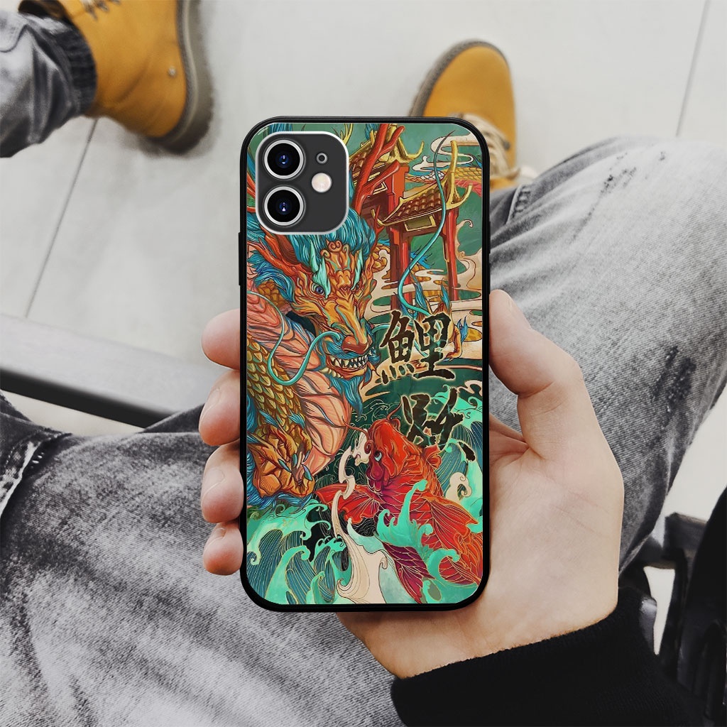 Ốp điện thoại in hình cá chép hoá rồng lên mây ECOMEX cho Iphone 5 6 7 8 Plus 11 12 Pro Max X Xr MYS20220277