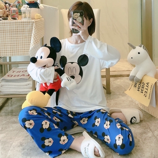 【COD】Bộ Pajama Bộ đồ Ngủ Dài Tay Phim Hoạt Hình Mickey Đồ Mặc Nhà Bộ đồ Mỏng Rời