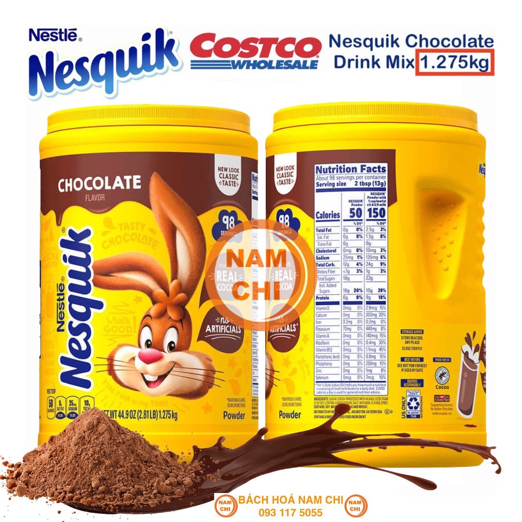 Bột Sữa Cacao Nesquik Nestle Mỹ 1.275kg - Nhập Khẩu Chính Hãng - Nesquik Mỹ