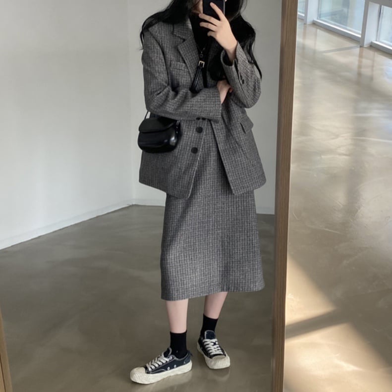 ORDER- SÉT BLAZER SỌC CARO DÀI VÀ NGẮN