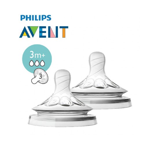 Núm ti silicone Philips Avent Natural cho trẻ từ 3 tháng tuổi (Vỉ 2 núm)