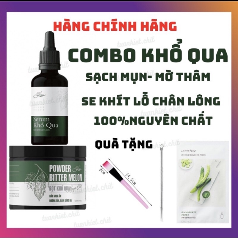 Combo serum và bột khổ qua giảm mụn mờ thâm hiệu quả