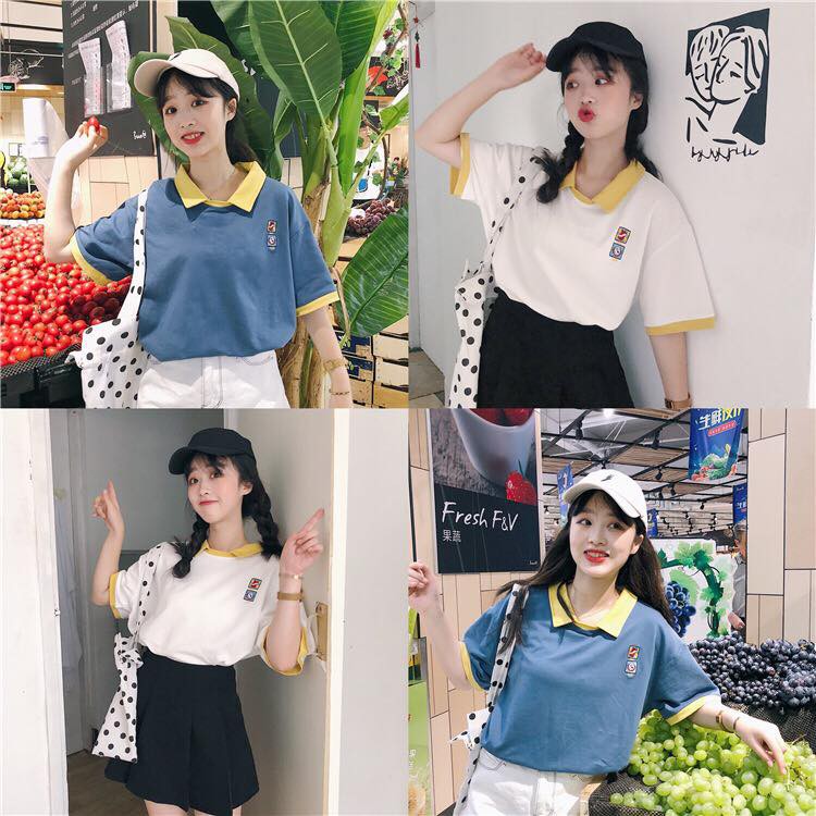 Áo Polo Nữ thoáng mát trơn basic, Áo Phông có cổ bẻ vải cá sấu unisex