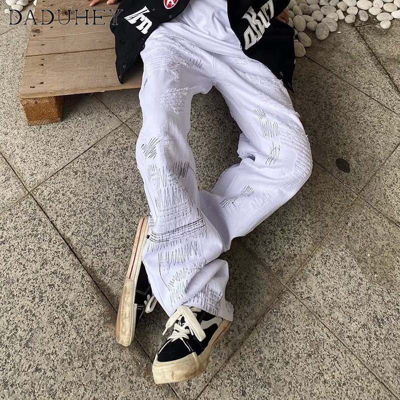 DaDuHey Hong Kong Style Trendy Men 'S Summer New 2022 Personality Jeans Hip Hop Ins Trendy High Street Fashionable Handsome Casual Pants