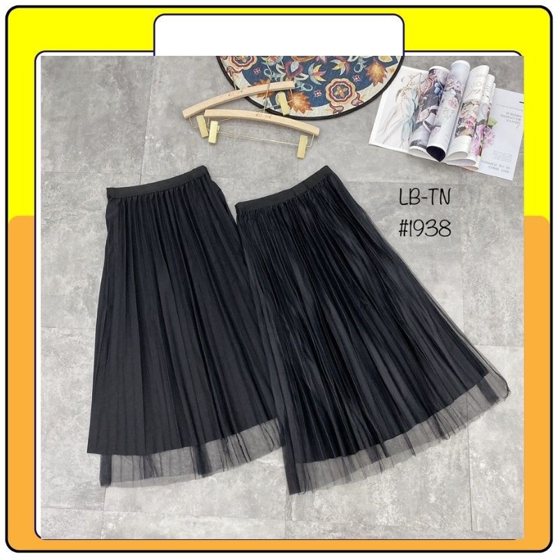 Chân váy xếp ly dài 2 mặt công sở cạp chun Queenshop