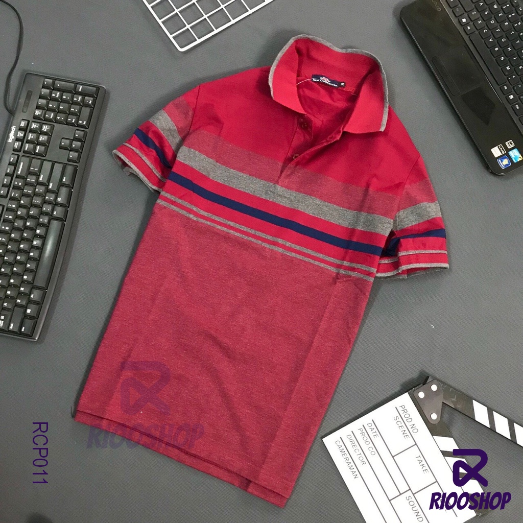 Áo polo nam sọc ngang form rộng chất cotton dày mịn NEW cực đẹp RCP011 - áo thun nam trung niên Riooshop