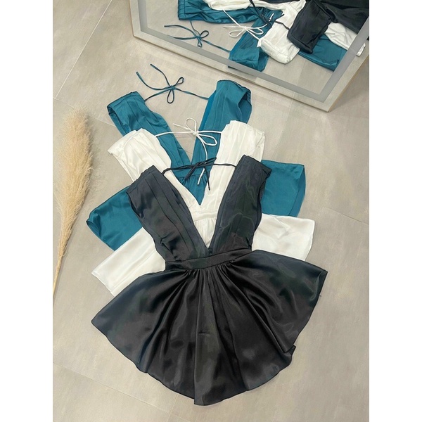 Jumpsuit shorp xếp ly ngực