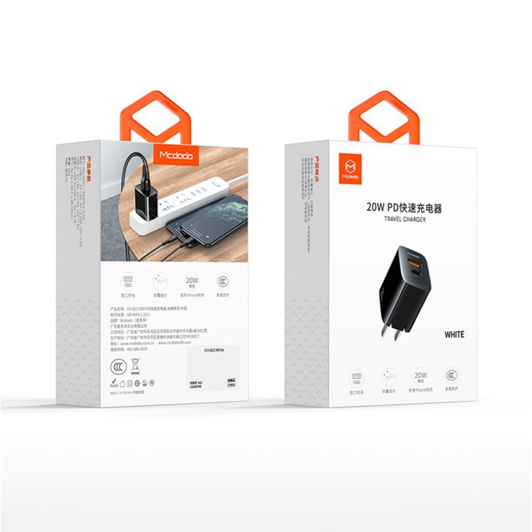 Cốc Sạc Nhanh 20w PD Type C + Cổng USB hỗ trợ QC 3.0 Cho Iphone Ipad Samsung Xiaomi LG Oppo Vivo Huawei  Sony