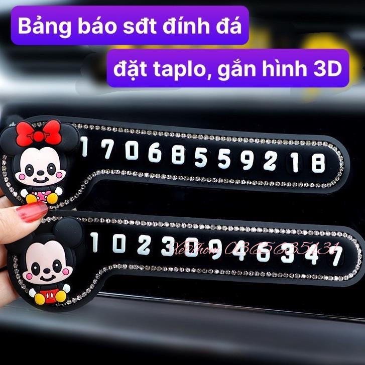 Bảng số điện thoại đặt taplo đính đá 3D gắn nhiều hình dễ thương