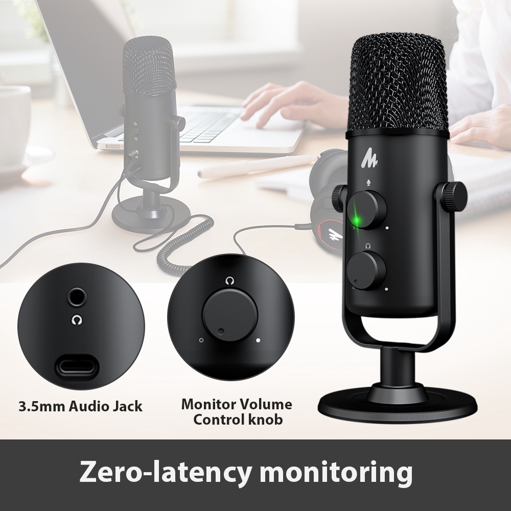 Micro thu âm MAONO AU-903 USB thiết kế giảm tiếng ồn hỗ trợ livestream ca hát cho PC/ điện thoại di động/ laptop