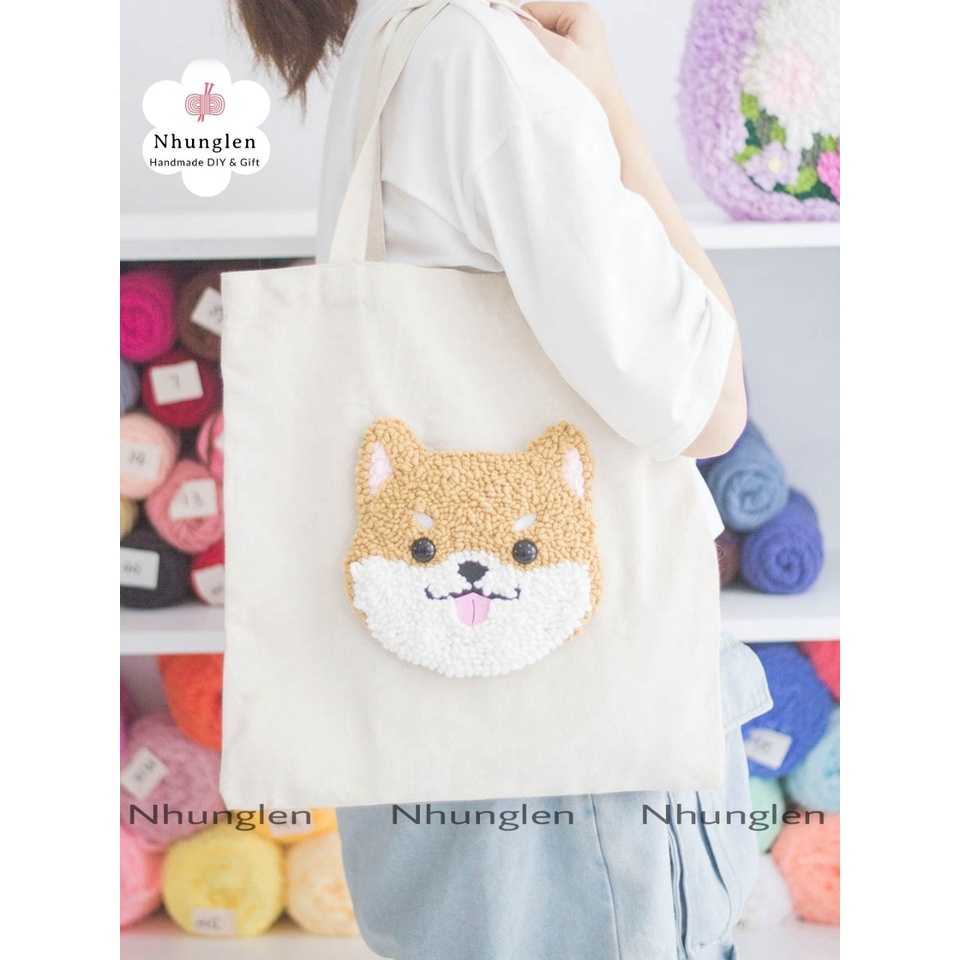 DIY Bộ Thêu Len Xù Shiba Vui Vẻ - Punch Needle Decor -  Qùa Tặng Handmade Ý Nghĩa