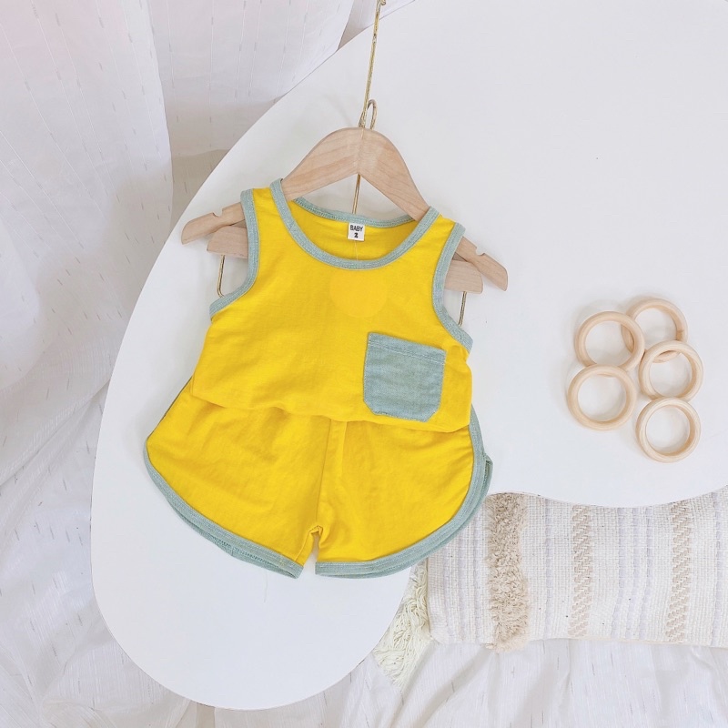 Bộ Quần Áo Trẻ Em Ba Lỗ Bộ Bé Trai 3 Lỗ Vải Cotton Đũi Túi Phối Cho Bé Từ 8-18kg Mã BL18