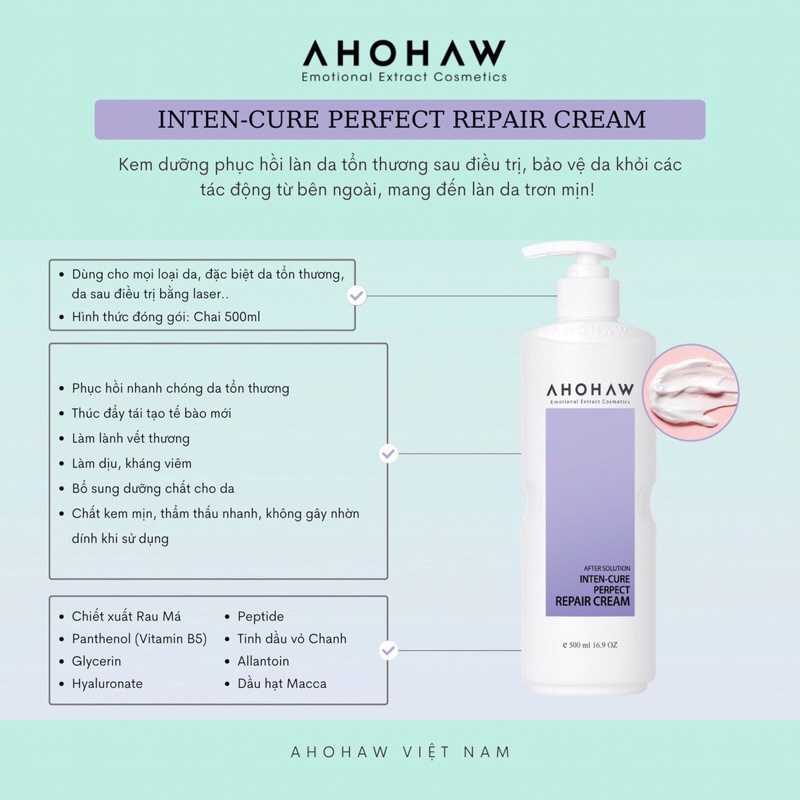 Kem B5 Aho phục hồi da Ahohaw Inten Cure Perfect Repair Cream 500ml