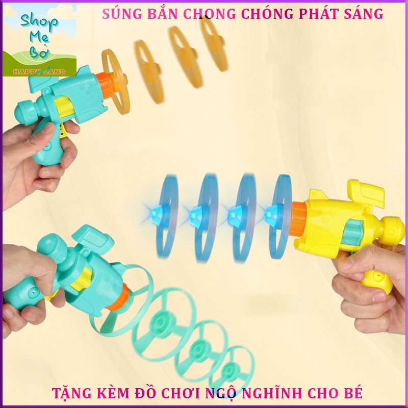 Súng Bắn Chong Chóng Phát Sáng Đồ Chơi Trẻ Em Cho Bé Gái Bé Trai Vận Động Ngoài Trời