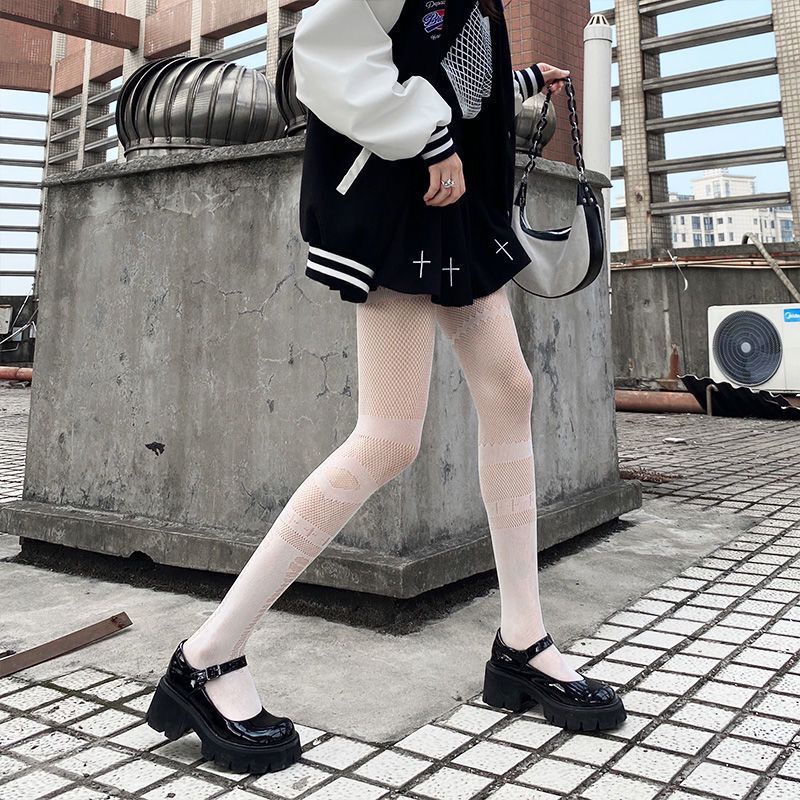 Gothic Dark Hollow Out Pantyhose Tights Women 2021 Fashion Breathable Fishnet Stockings Lolita Kawaii Plus Size Thigh High Socks