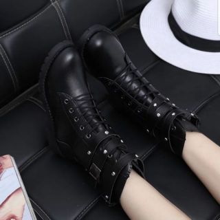 Giày cao gót nữ Martin bốt ngắn, giày đế xuồng hot 2019 order