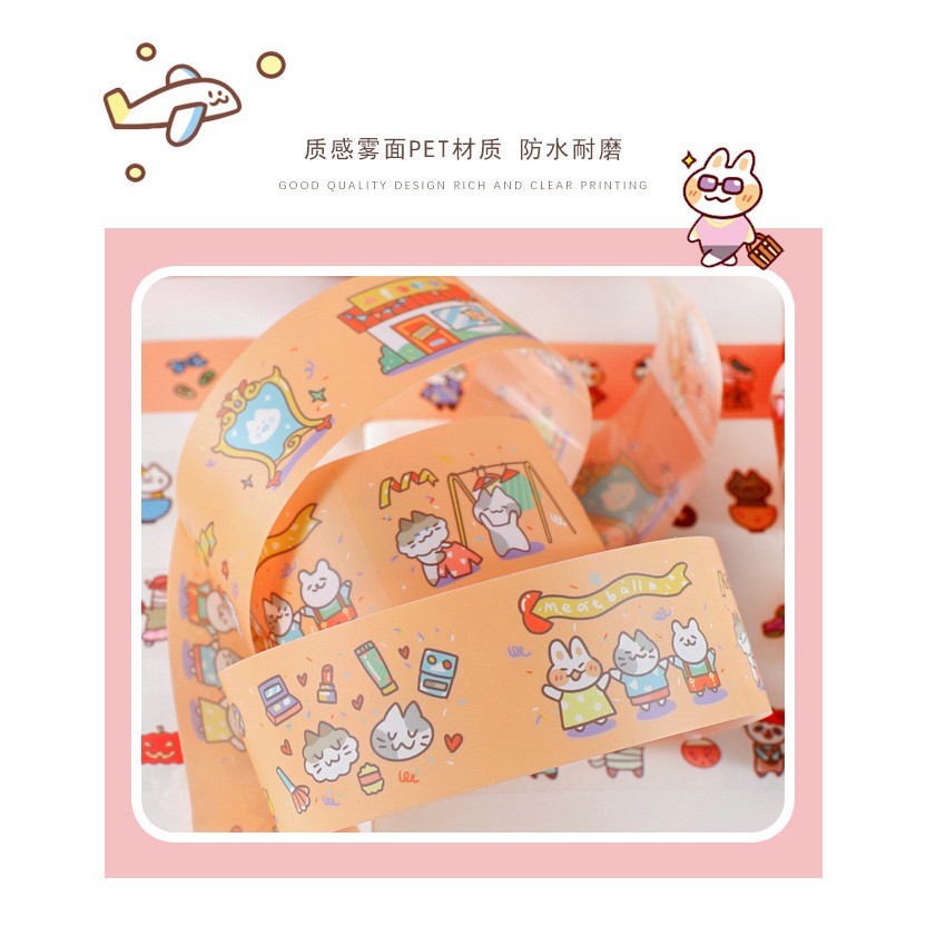 hộp 3 cuộn băng dính trang trí washi tape mặt nhám