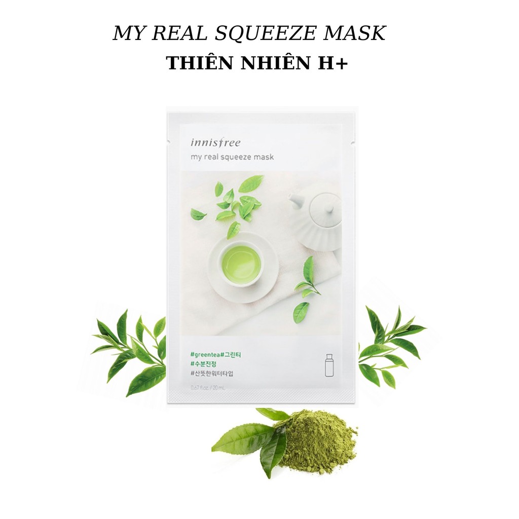 Combo 10 mặt nạ giấy trà xanh innisfree Hàn Quốc 20ml My real squeeze mask