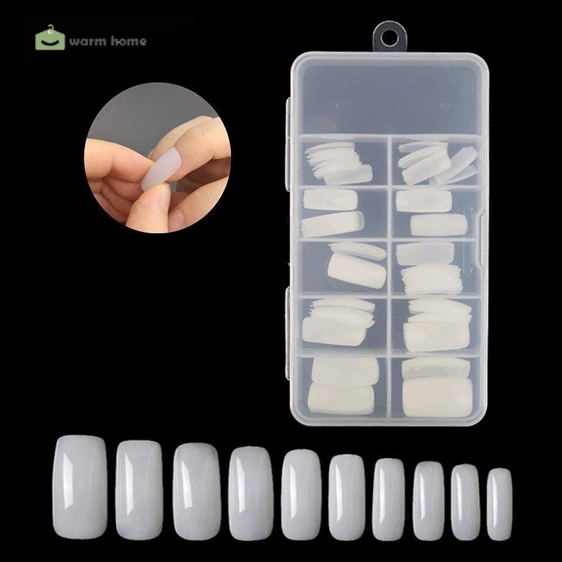 [Hàng mới về] Set 100 móng tay giả màu trắng tự nhiên