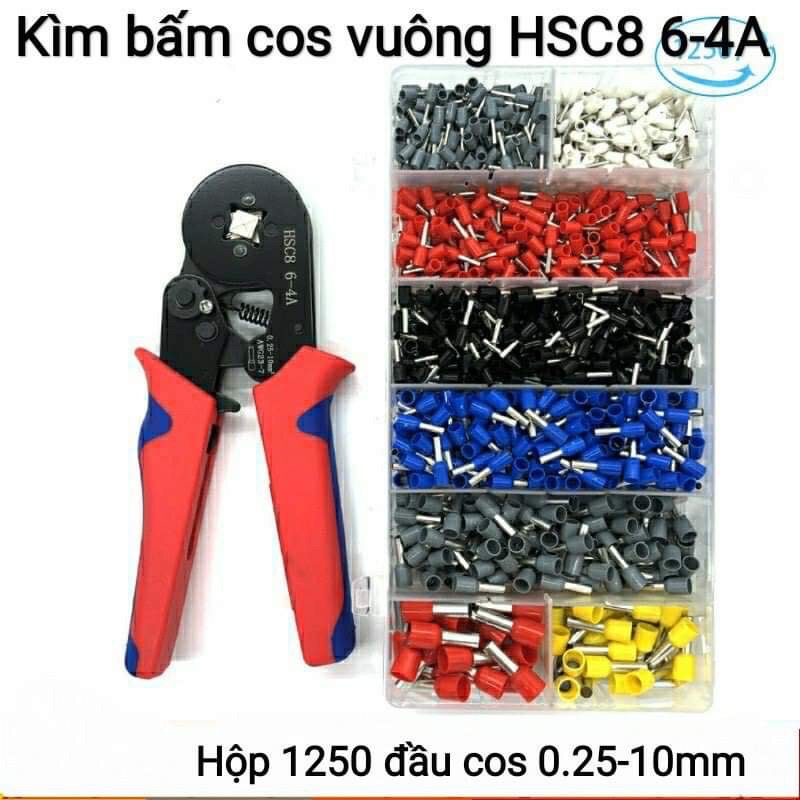 Kìm bấm cos vuông HSC8 6-4A tự điều chỉnh , đầu cos đủ loại cos ống tròn cos pin