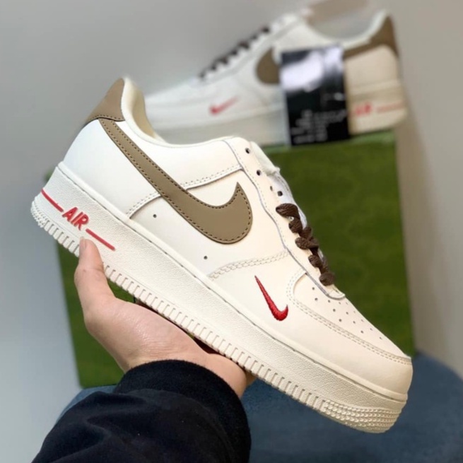 Giày thể thao Air Force 1 Low CREAM MŨI ĐEN, giày AF1 vạch nâu,Trắng kem xanh mũi đen năng động, bền đẹp