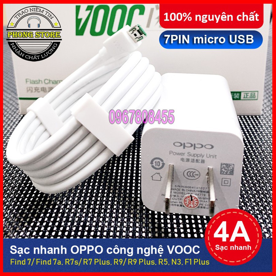 Bộ sạc oppo f9, r9, công nghệ sạc nhanh vooc, dây cáp sạc mico usb chính hãng - Phong Store