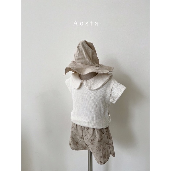 Áo cổ sen thun gân bé gái Aosta