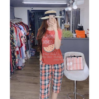 [bán sỉ] Bộ mặc nhà cotton dưa hấu