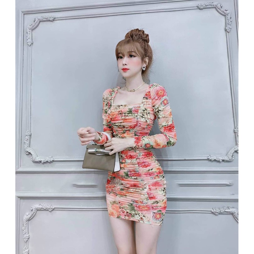 Đầm Ôm Body Thân Nhún Tay dàiMàu Sắc Nhã Nhặn Thật Sự Phù Hợp Để Tới Công Sở, Đi Làm