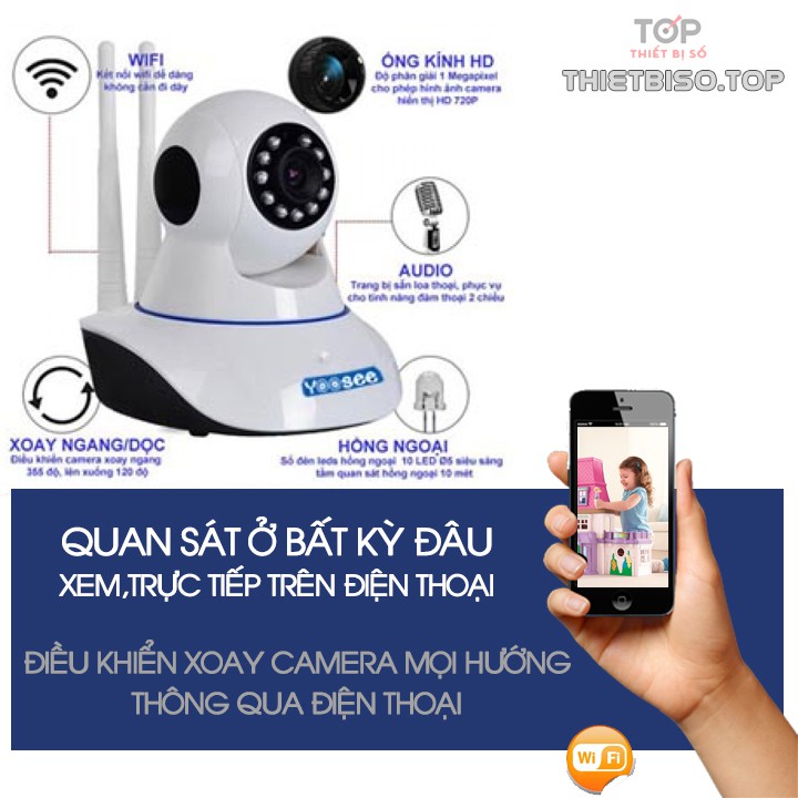 Camera IP YOOSEE 2 Râu mắt 1.0 - Siêu nét - góc quay rộng - Dễ dàng cài đặt