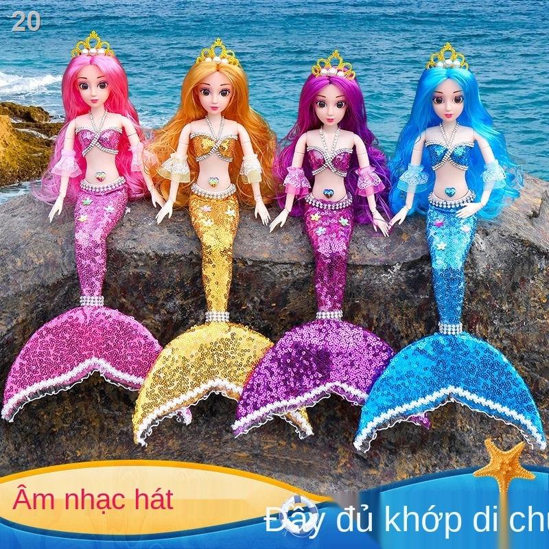 ❐Đồ chơi nàng tiên cá bao la Barbie cô gái búp bê lớn hát công chúa quần áo đuôi quà sinh nhật cho trẻ em