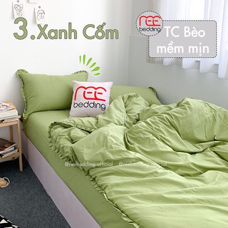 Bộ chăn ga gối Cotton TC REE Bedding trơn xanh cốm đủ size giường nệm CTC92