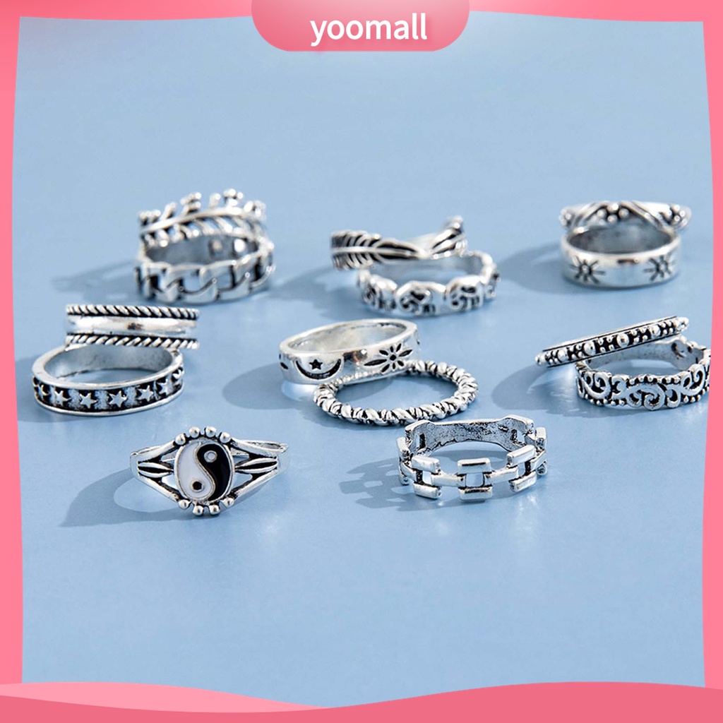 Yomall♡ Set 14 Nhẫn Đeo Khớp Ngón Tay Thời Trang Nữ