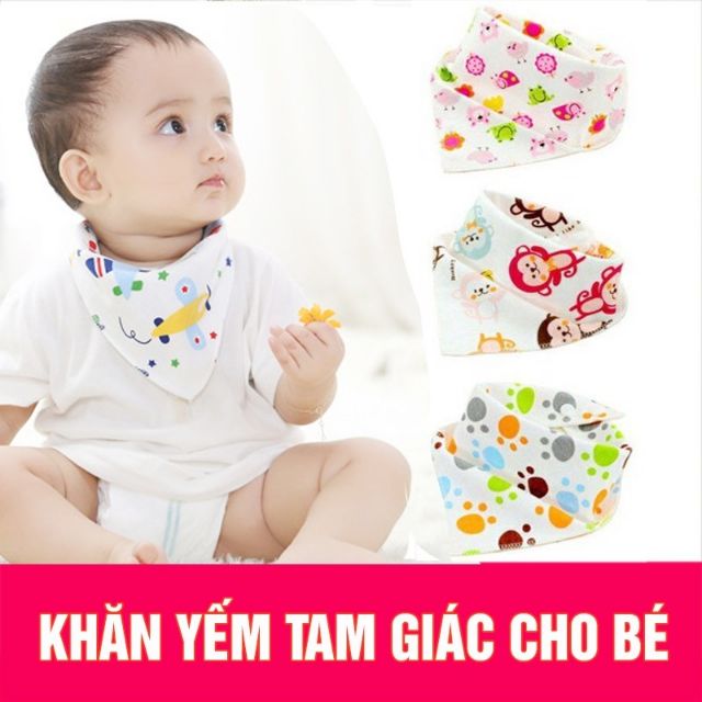 Set 10 Khăn yếm tam giác xô có cúc bấm