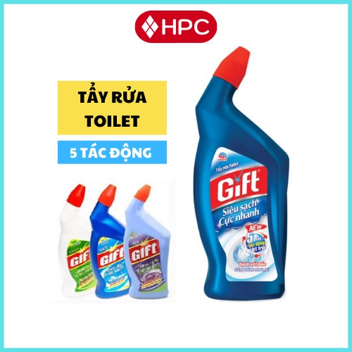 Nước Rửa Bồn Cầu&amp;Tẩy Nhà Tắm Gift 600mL, Đậm Đặc, 5 Tác Động Vượt Trội, Sạch Vi Khuẩn,Hương Thơm Nhẹ  - HOÀNG PHÁT STORE