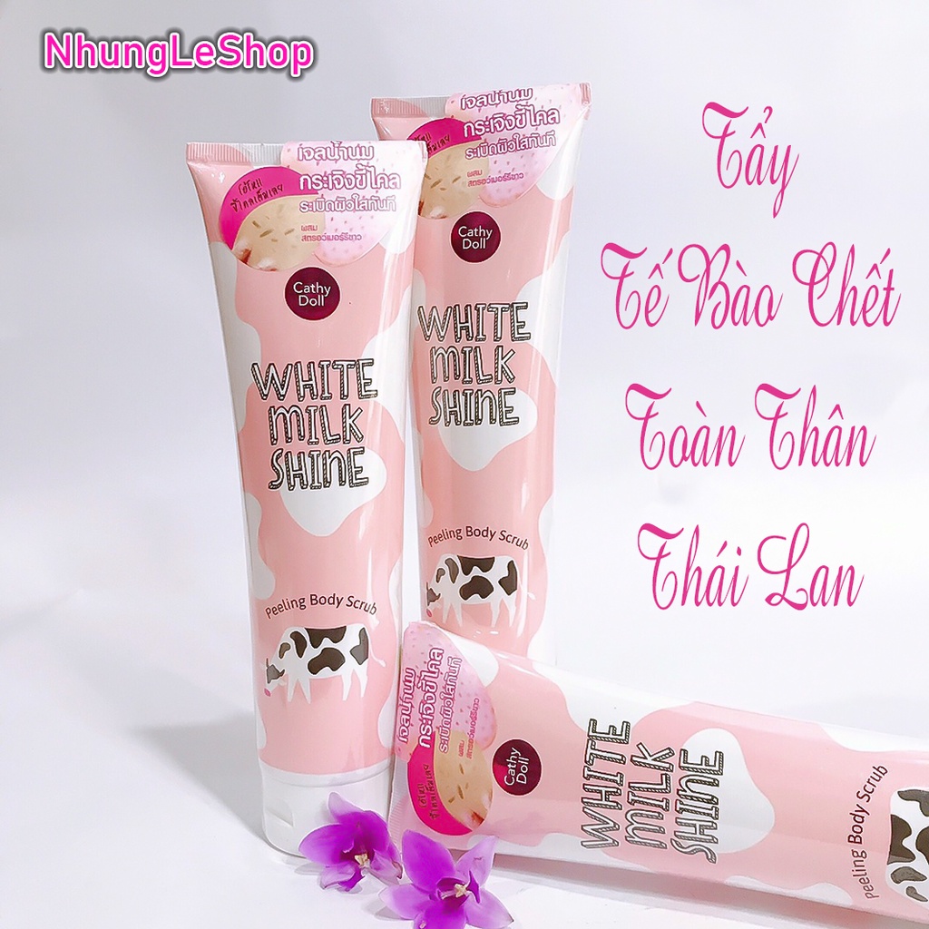 [Auth] Tẩy tế bào chết toàn thân Cathy Doll White Milk Shine Peeling Body Scrub Thái Lan 320gr