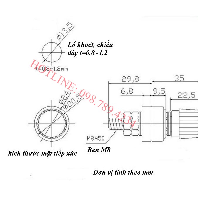 Chân Cọc Bình Pin Vỏ Nhựa (1 cặp)