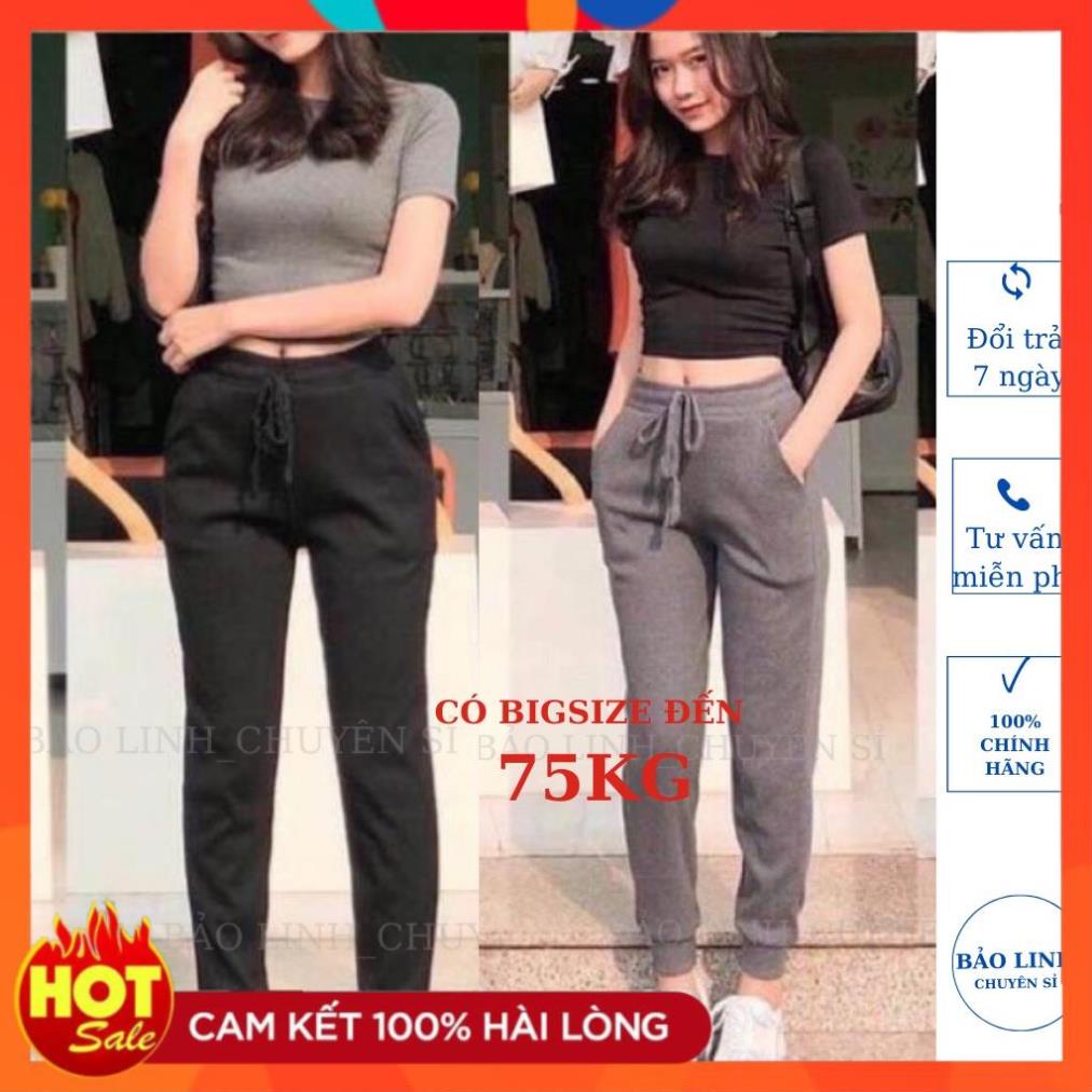 [sale hot] Quần len tăm nữ BIGSIZE dáng thể thao cạp chun bo gấu phù hợp với moi lứa tuổi