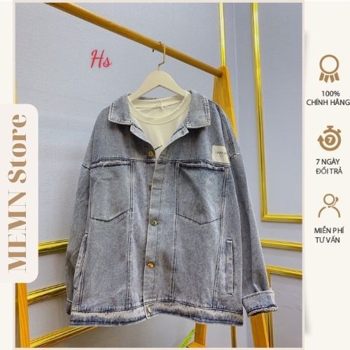 Áo khoác jean logo chất jean dày cao cấp loại 1 siêu xinh, cực phẩm luôn nha MEMN mã 1171