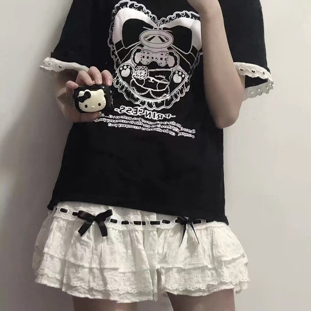 Vỏ Bảo Vệ Hộp Sạc Tai Nghe airpods Pro Bluetooth Bằng Silicon Màu Trắng Đen Hình Hello Kitty Dễ Thương