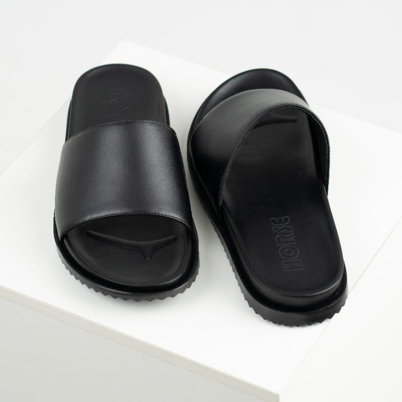 Dép da nam nữ couple, dép quai ngang da bò cao cấp thương hiệu HORSE đế cao su non MB01