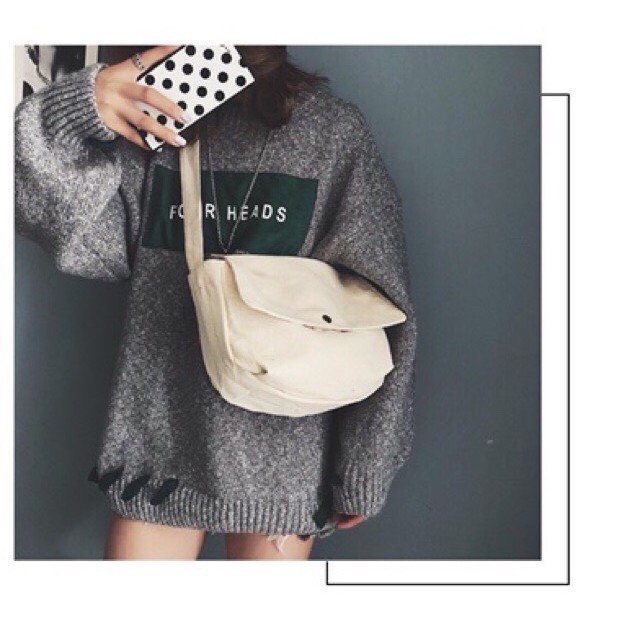 Túi vải đeo chéo canvas thêu hình con bướm đeo vai thời trang giá rẻ