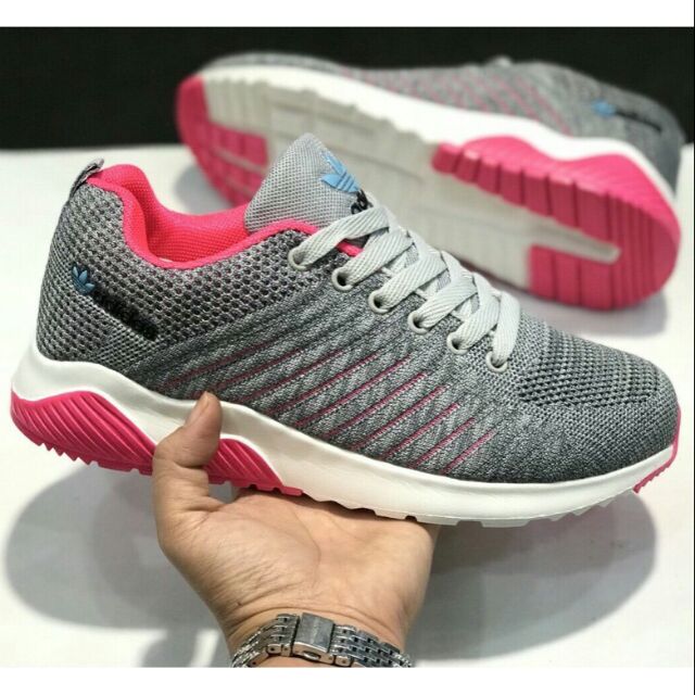 Giầy thể thao Adidas nữ đế cao hồng xám( ảnh thật) TẶNG HỘP+ TẤT CỔ NGẮN CHỐNG HÔI CHÂN