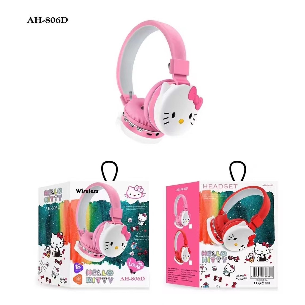 Tai Nghe Không Dây Floveme Mèo Hello Kitty AH806D, Bluetooth 5.0, Thiết Kế Kute, Kết Nối Điện Thoại, Máy Tính
