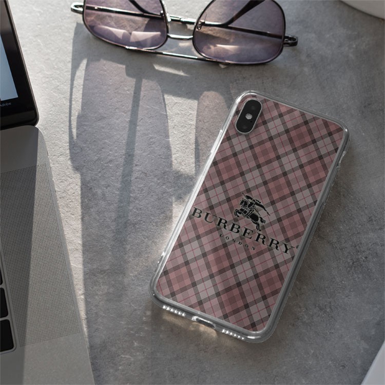 Ốp nhựa dẻo thời trang ốp lưng Burberry màu hồng phấn cực xinh dành cho Iphone 5 đến 12 Promax BRD20210271