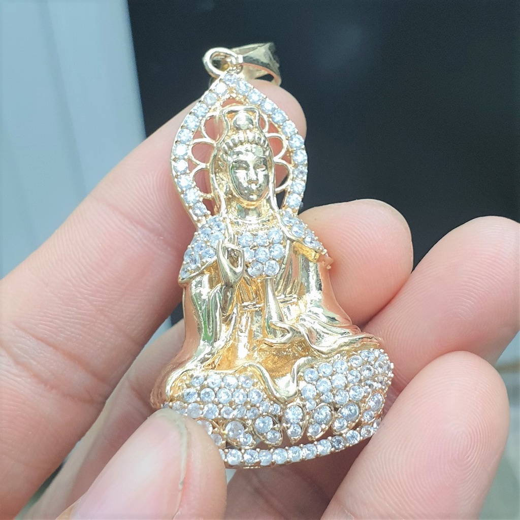 (Dùng vĩnh cữu Không phai màu) Mặt Dây Chuyền Quan Âm Bồ Tát 5CM Vàng Vonfram Mặt Tượng Cao Cấp- Dùng tắm rửa thoải mái