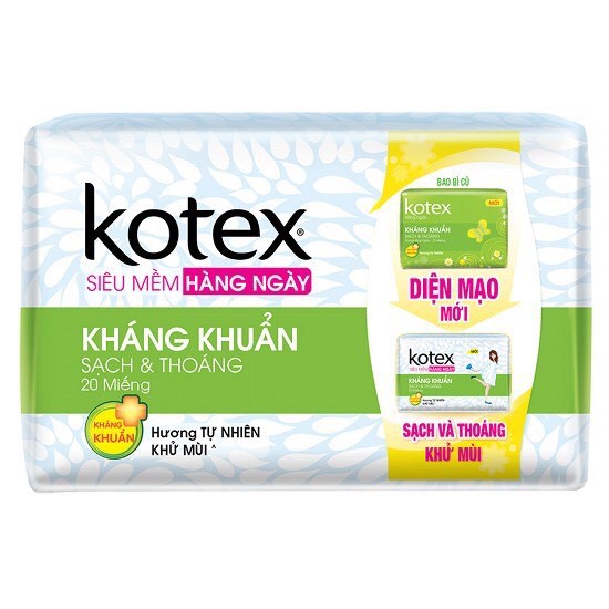 Combo 8 gói Kotex Hàng Ngày Siêu Mềm (20Miếng/Gói)